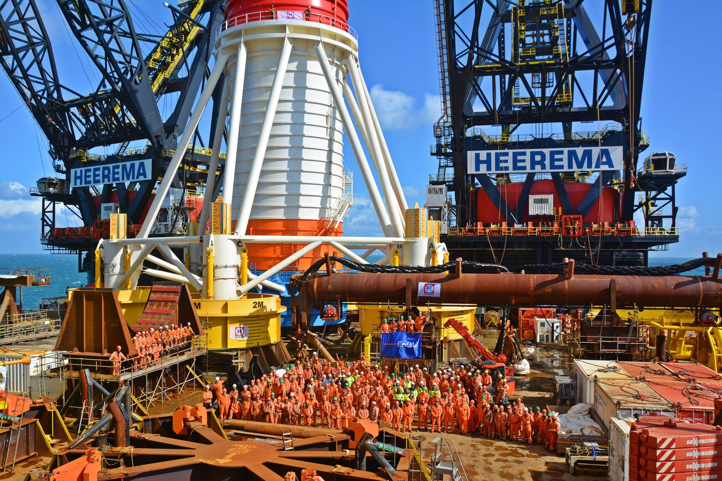 Thialf installs all 64 monopile foundations at He Dreiht