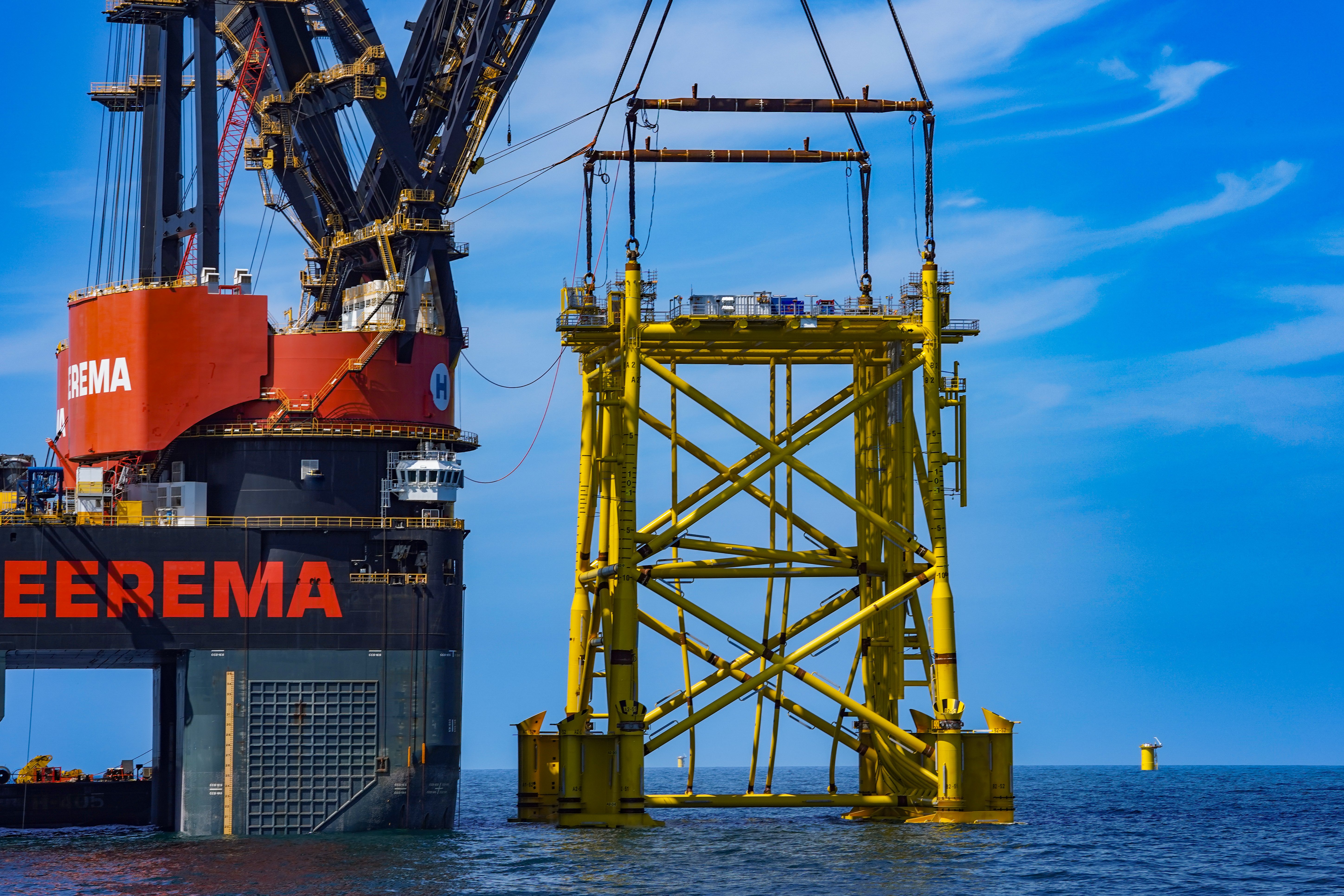 Sleipnir installing the East Anglia THREE Jacket in August 2025